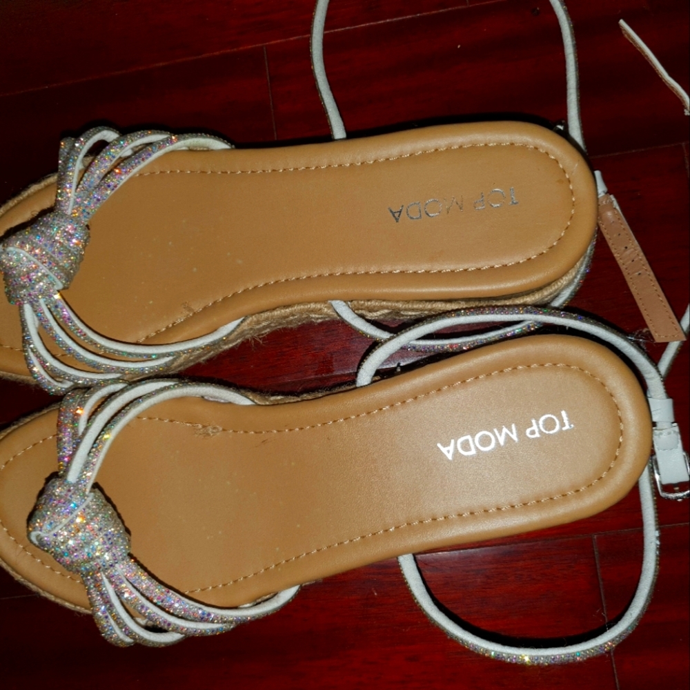 Top Moda Women's Glitter Sandals - Silver